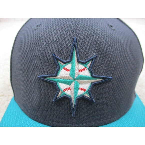 Seattle Mariners Hat Cap Fitted 7 3/8 Blue Green Baseball MLB New Era Mens - Picture 3 of 12